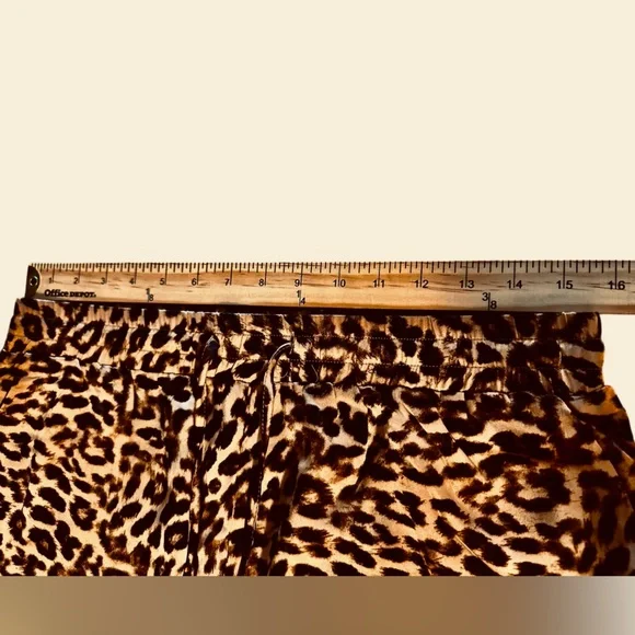 Things Between Wide Leg Pants Leopard Size Large Black Brown Red Stripe Flowy - Picture 11 of 13